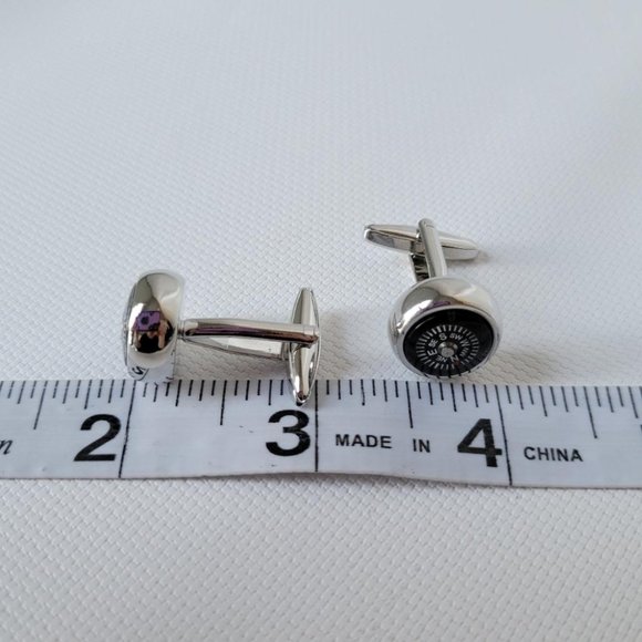French Shirt Real Working Compass Cuff Links - Picture 7 of 8